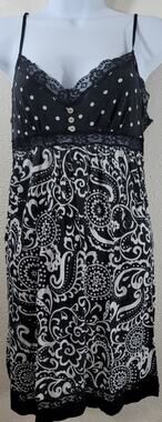 Betsy Johnson Black Floral Polka Lace Sleepwear Small Lightweight Soft Stretchy